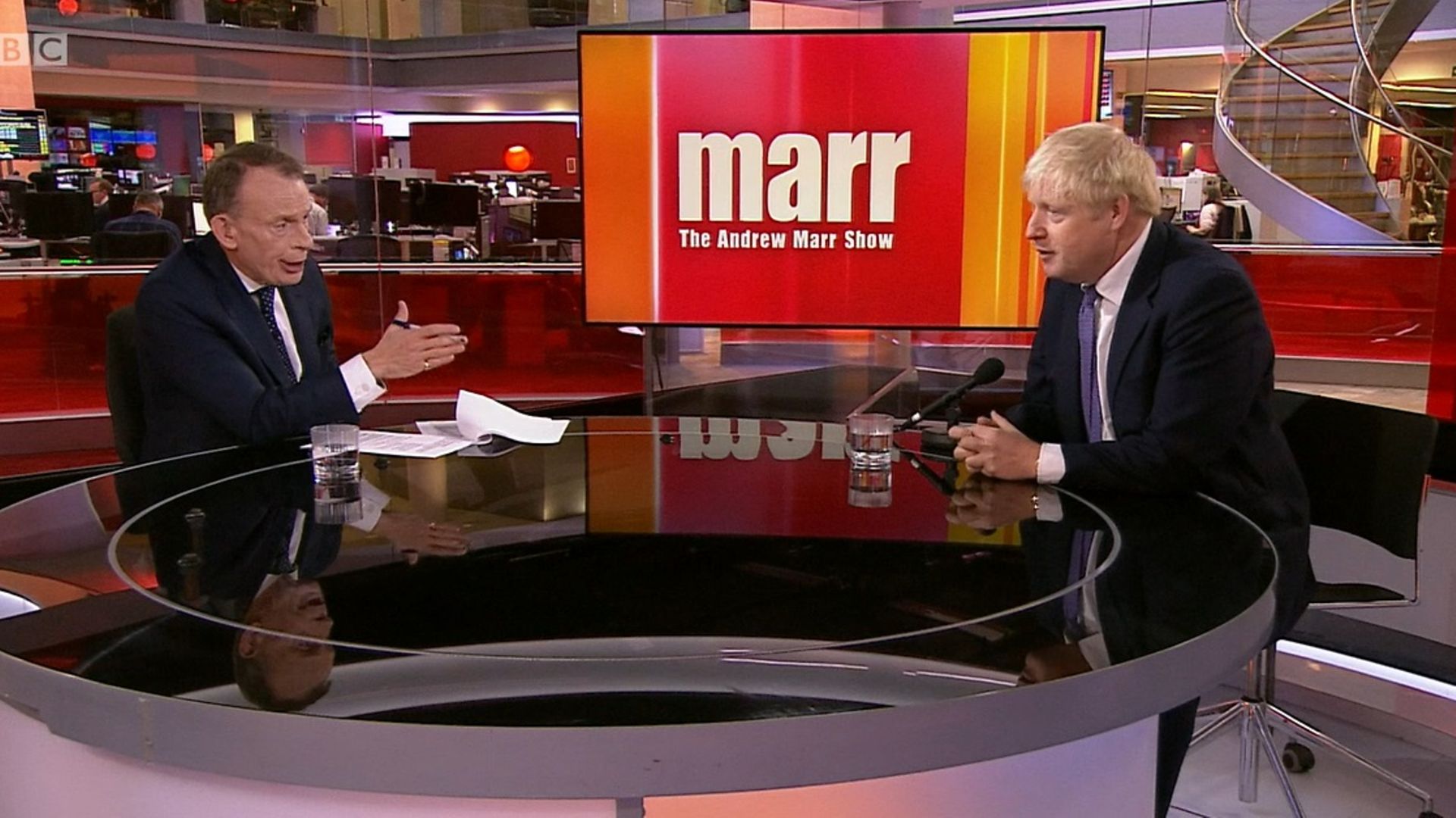 Boris Johnson is interviewed by Andrew Marr - Credit: BBC