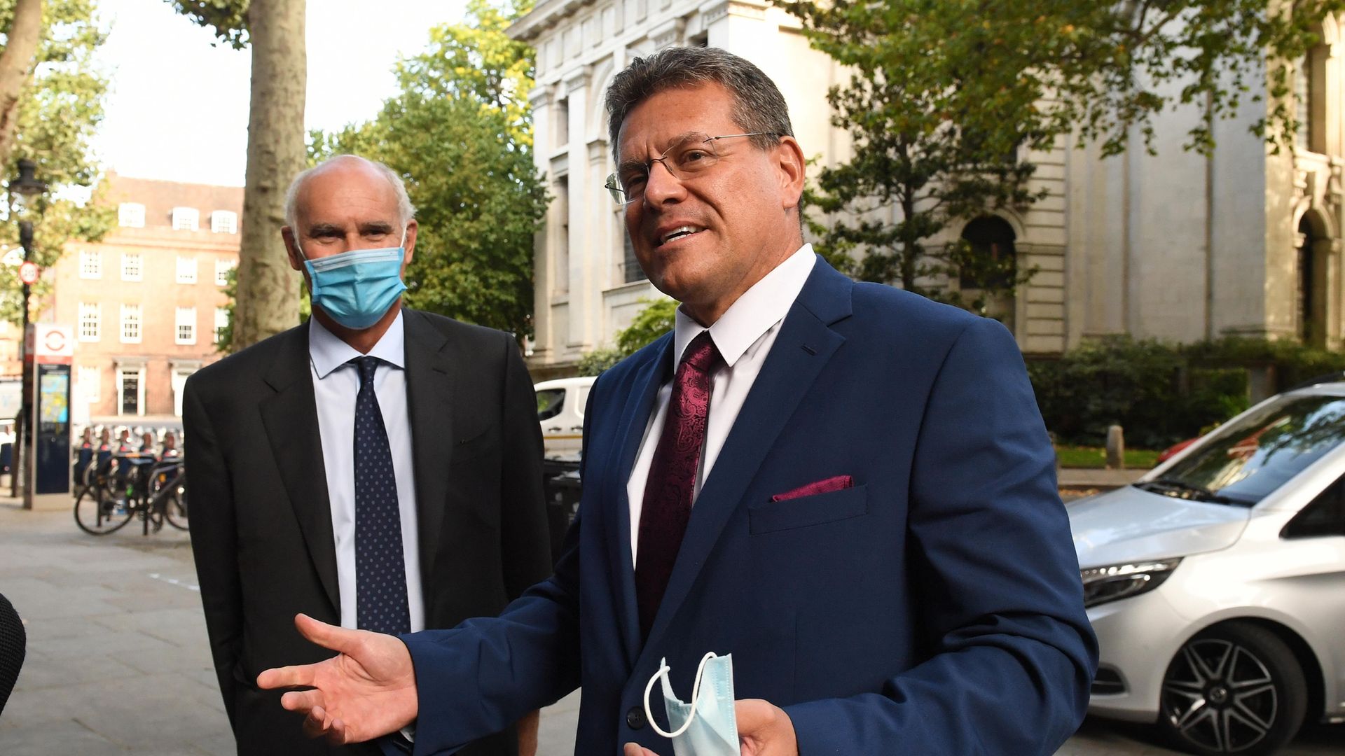 EU Commission vice-president Maros Sefcovic (right) and EU Ambassador to the UK, Portuguese diplomat Joao Vale de Almeida - Credit: PA