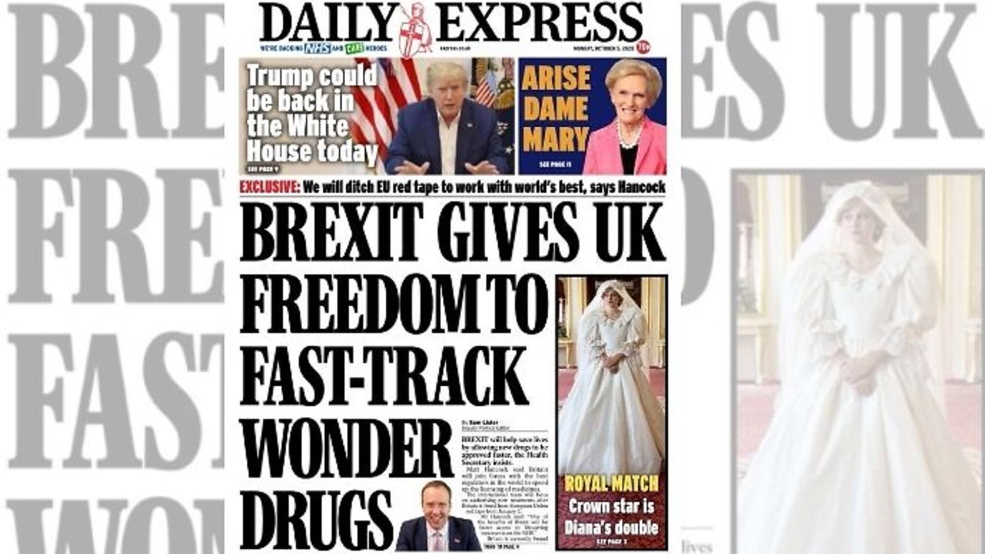 Daily Express front claims Brexit could help "save lives" - Credit: Twitter