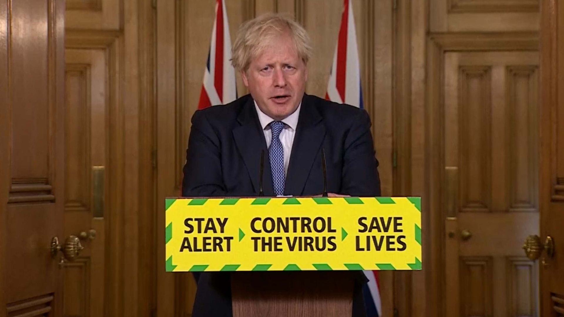 Prime minister Boris Johnson during a media briefing on coronavirus - Credit: PA