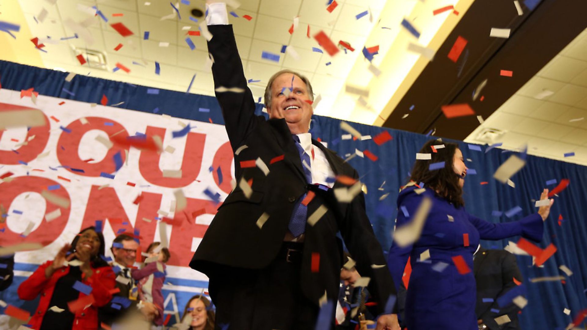 Doug Jones celebrates his win against Roy Moore. Photo: Zuma Press/PA Images. - Credit: Zuma Press/PA Images