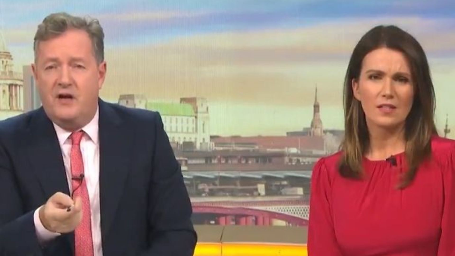 Piers Morgan and fellow co-host Susanna Reid on Good Morning Britain - Credit: Twitter