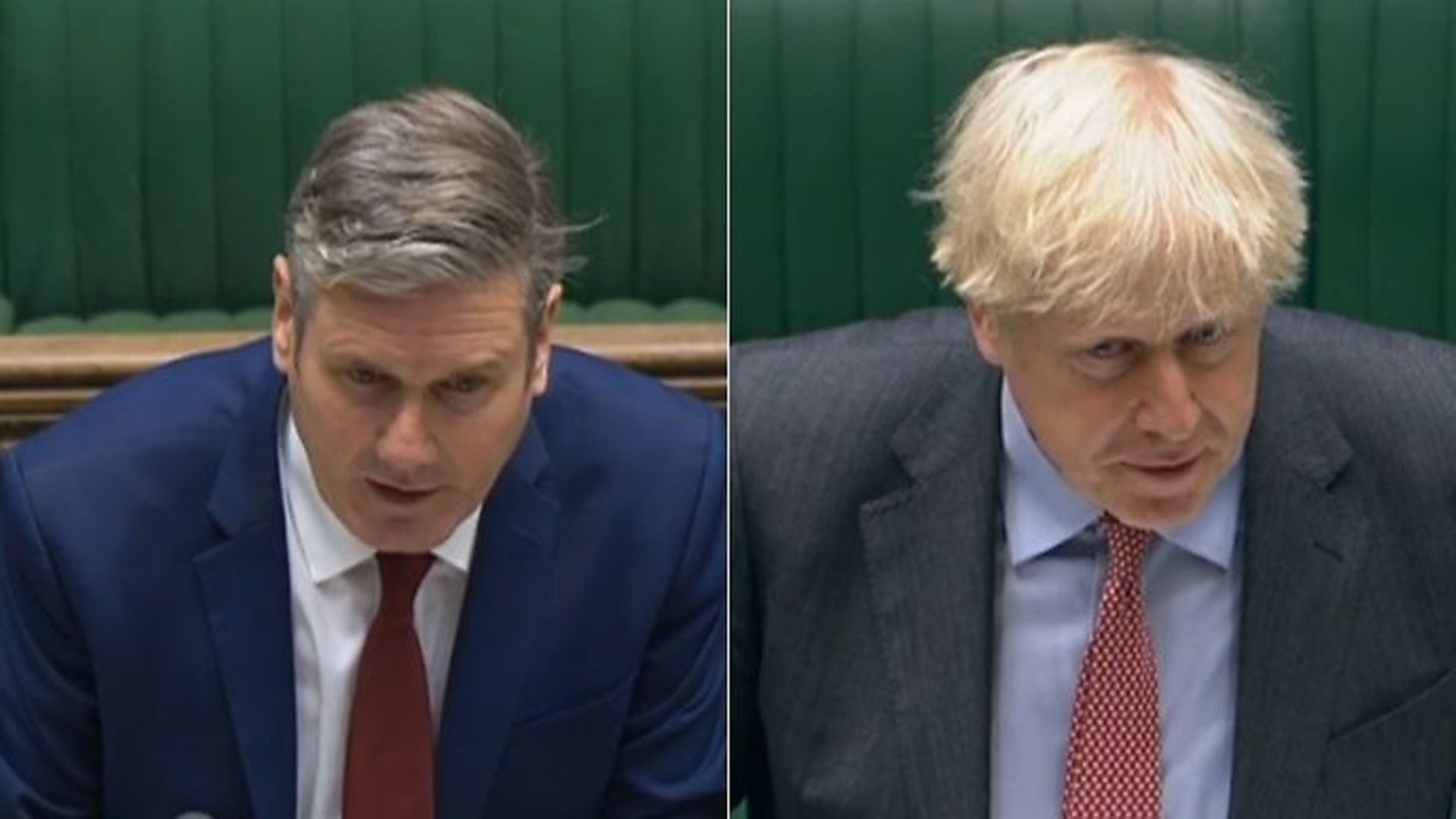 Opposition leader Sir Keir Starmer (L) and prime minister Boris Johnson in the House of Commons - Credit: parliamentlive.tv