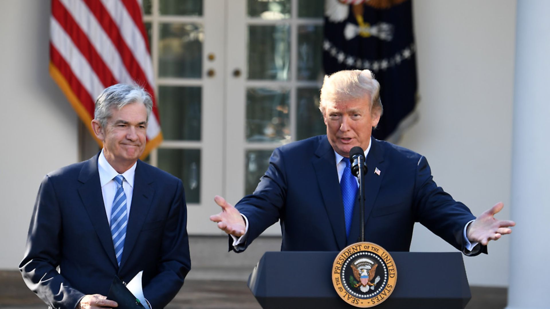 U.S. President Donald Trump (R) and Federal Reserve Governor Jerome Powell (Xinhua/Yin Bogu) - Credit: Xinhua News Agency/PA Images