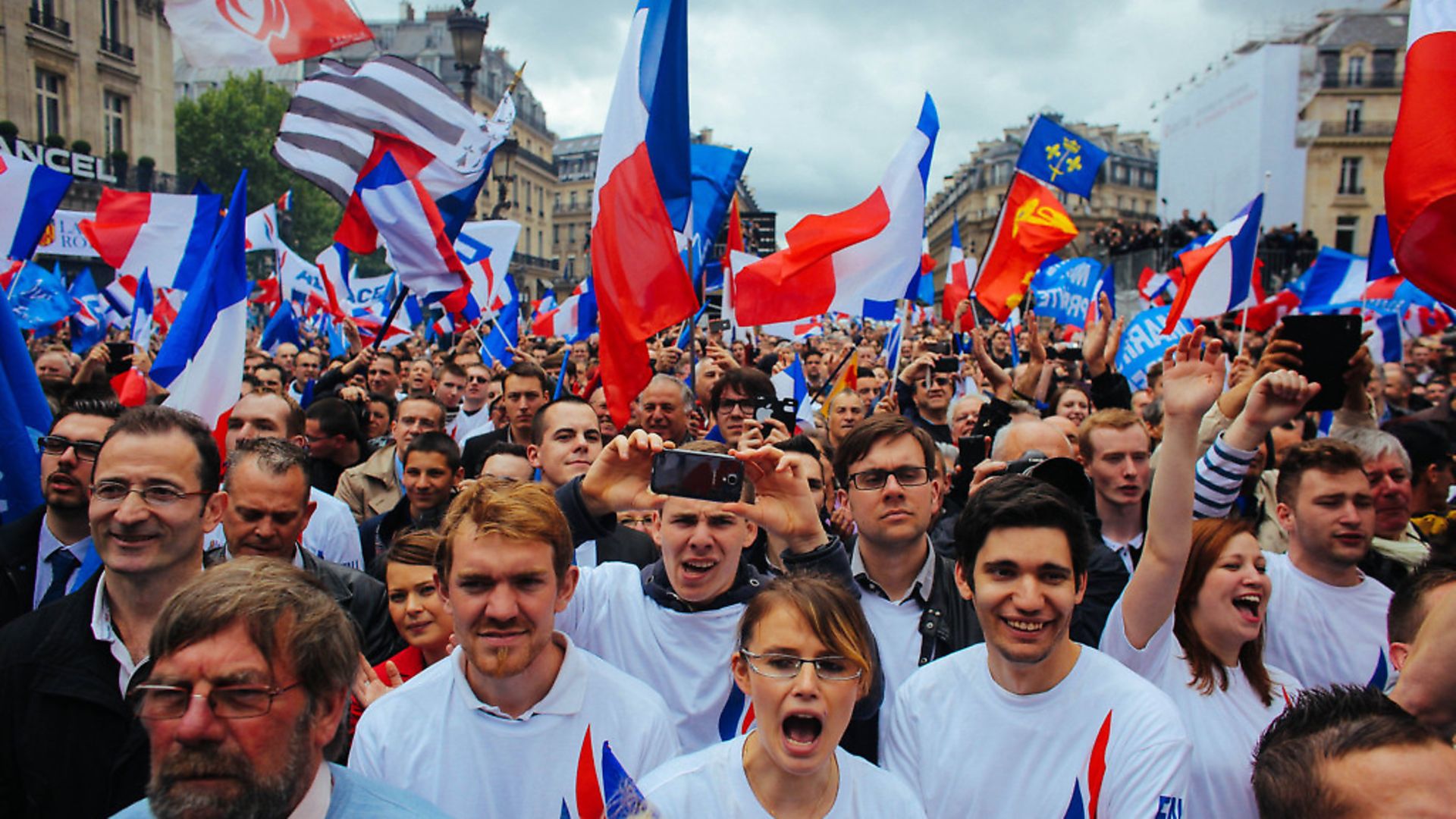 Young supporters of France's far-right National Front party, who represent growing nationalist sentiment across Europe. Picture: PA - Credit: ABACA/PA Images