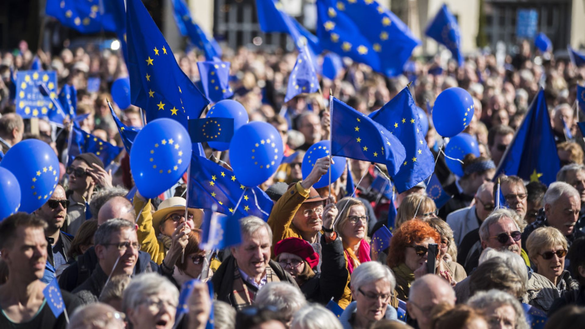 A photograph demonstrating pro-EU campaigning - Credit: SIPA USA/PA Images