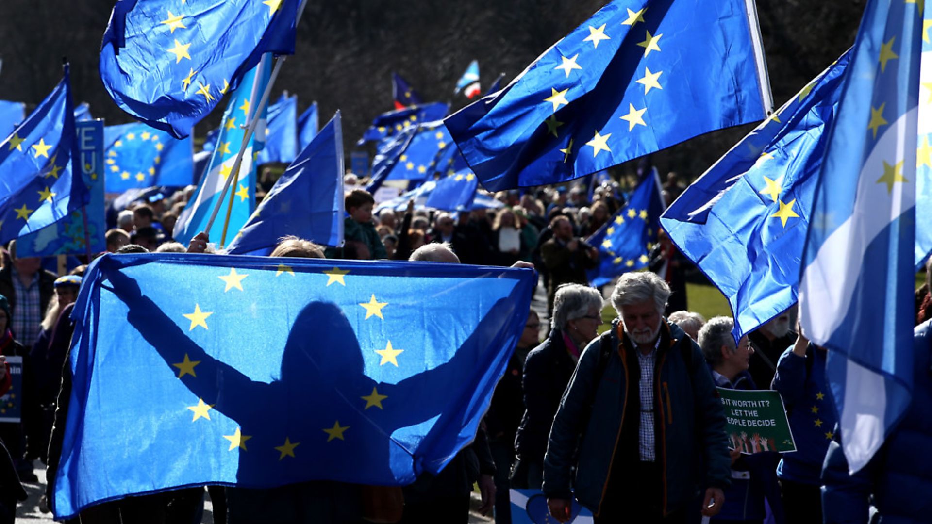 Anti-Brexit campaigners protesting in Edinburgh. Photograph: Jane Barlow/PA Wire - Credit: PA