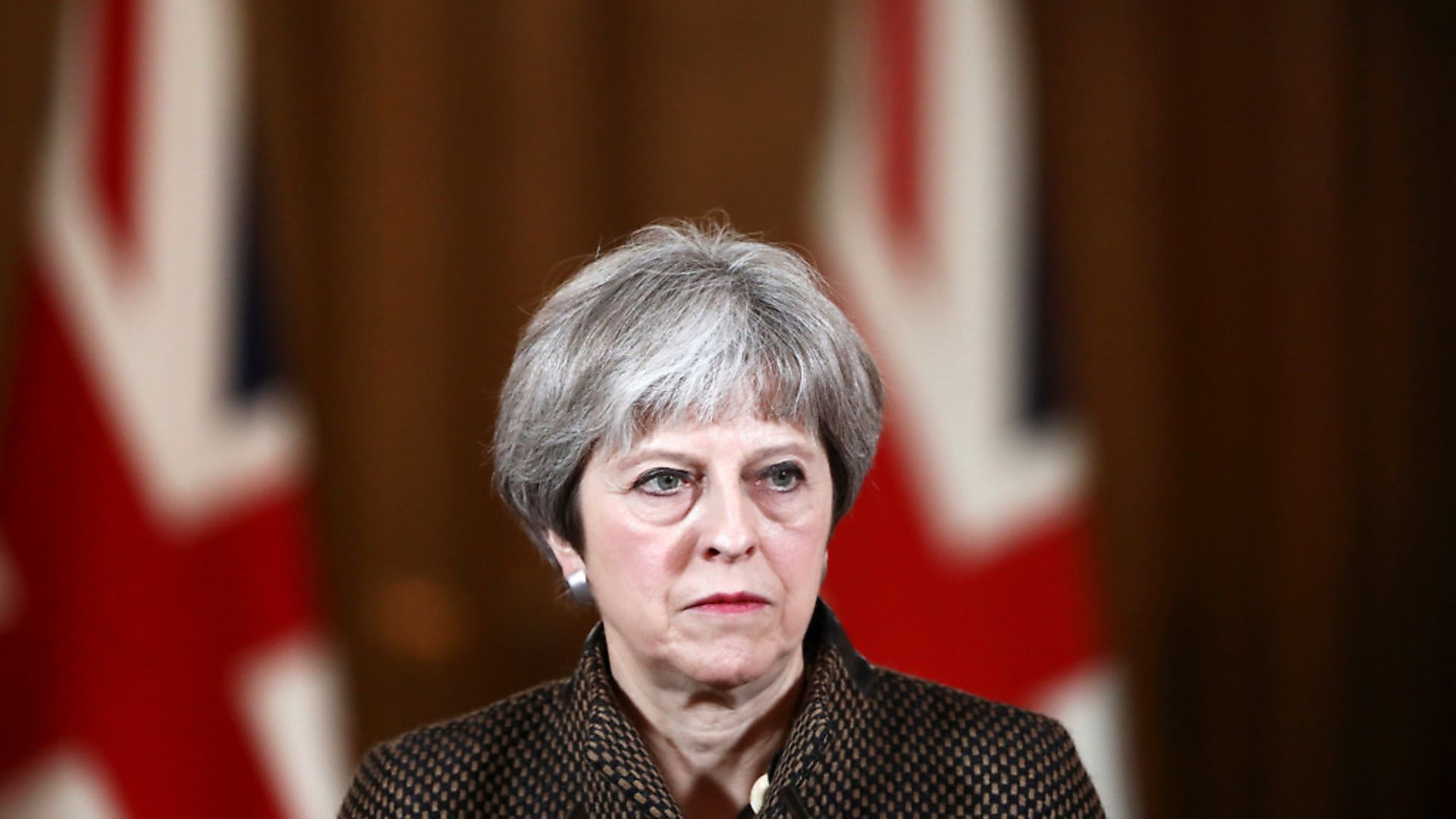 Prime Minister Theresa May during a press conference in 10 Downing Street, London on the air strikes against Syria. Photo: PA, Simon Dawson. - Credit: PA Wire/PA Images