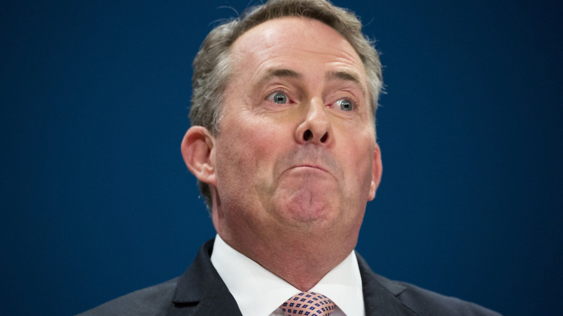 Liam Fox is a Brexiteer on the run. Photograph: Isabel Infantes / EMPICS Entertainment. - Credit: EMPICS Entertainment