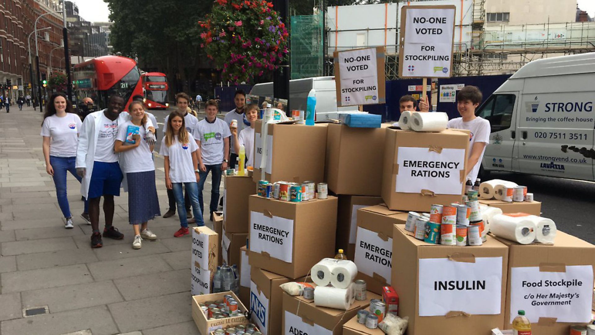 Our Future, Our Choice help with the no-deal stockpiling efforts. Photograph: OFOC/Twitter - Credit: OFOC/Twitter