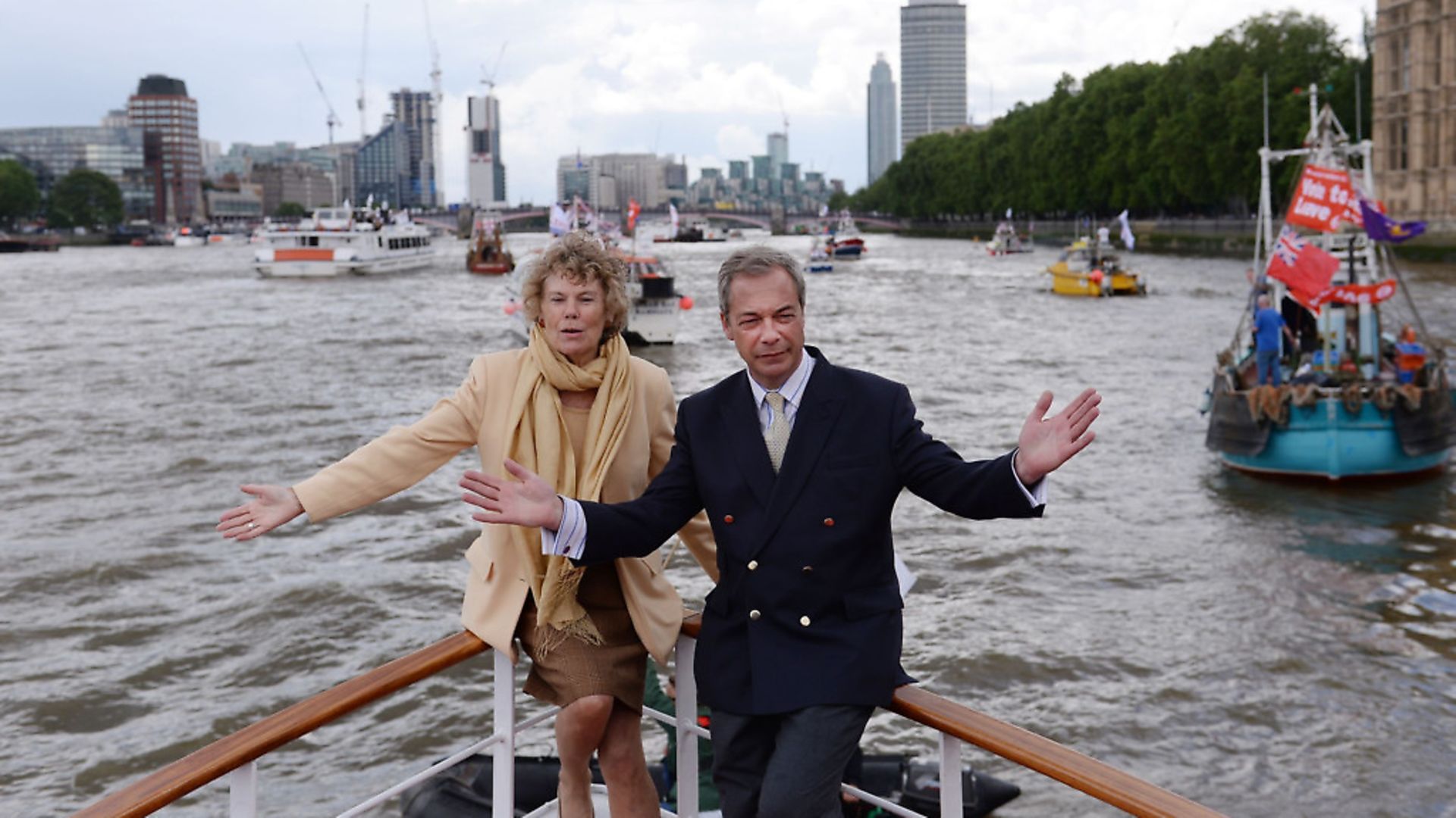 Former UKIP leader Nigel Farage with MP Kate Hoey. Photograph: Stefan Rousseau/PA. - Credit: PA Archive/PA Images