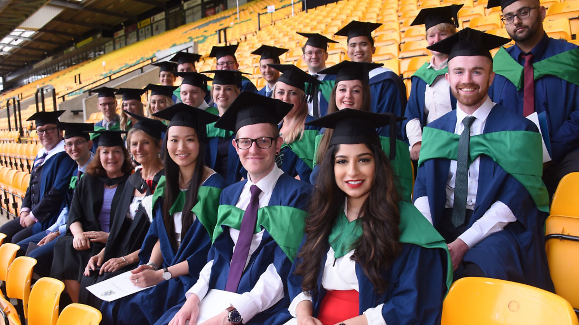 Some of the 2018 cohort of students graduating from university. Photograph: Denise Bradley. - Credit: Copyright: Archant 2018