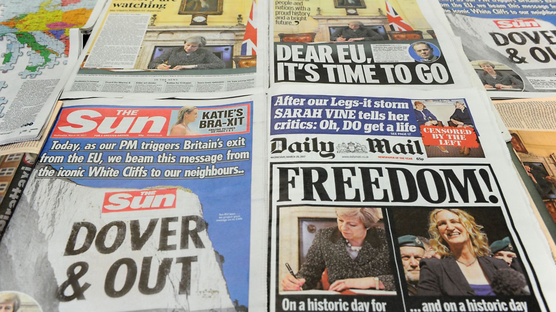 An arrangement of newspapers pictured in London on March 29 2017,  Photo Credit: DANIEL SORABJI/AFP/Getty Images) - Credit: AFP/Getty Images