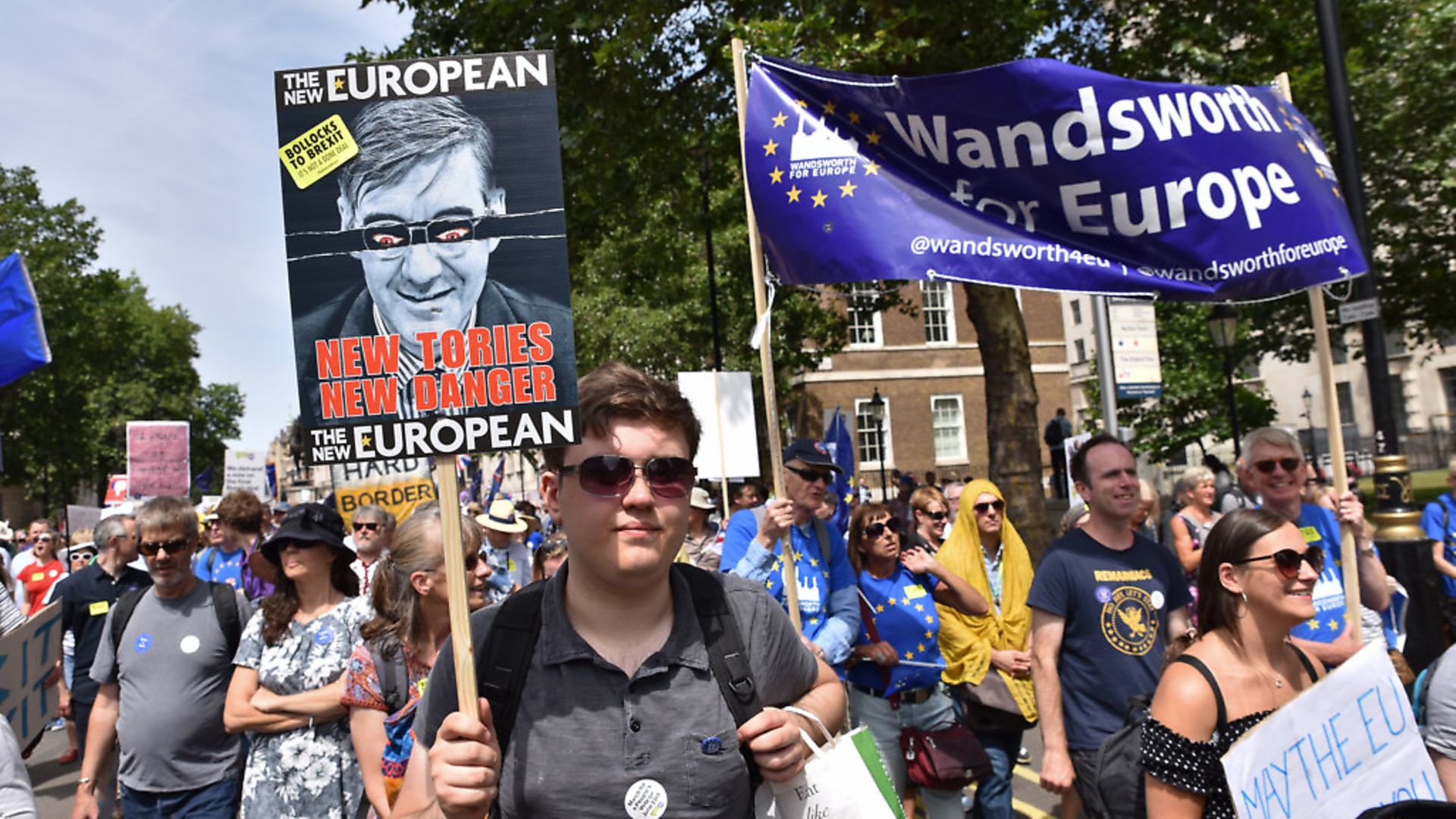 LONDON, UNITED KINGDOM - JUNE 24: Cabinet Office signs and doors covered with stickers after the People's Vote march on June 24, 2018 in London, England.

PHOTOGRAPH BY Matthew Chattle / Barcroft Images (Photo credit should read Matthew Chattle / Barcroft Images / Barcroft Media via Getty Images) - Credit: Barcroft Media via Getty Images