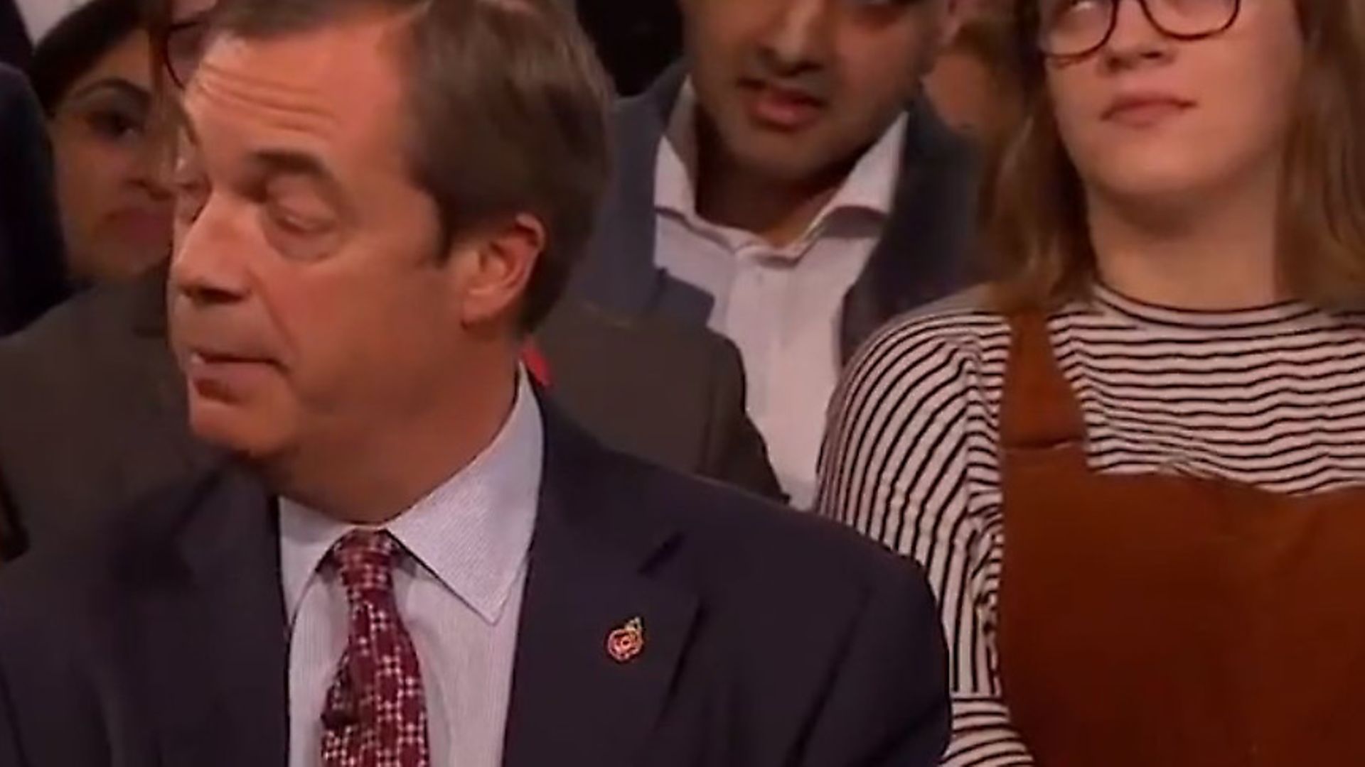 A video of Harriett Ellis went viral after she rolled her eyes behind Nigel Farage on Channel 4's Big Brexit Debate. Photo: Channel 4 - Credit: Channel 4