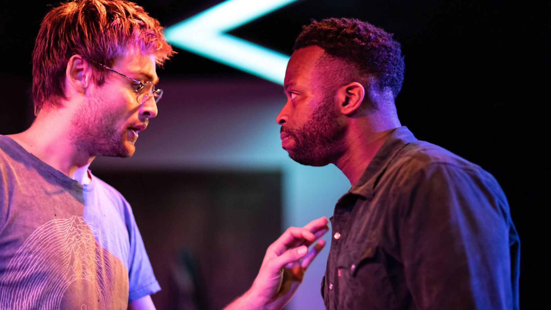 Douglas Booth, left, proves he's more than just a pretty face, as he stars alongside Clifford Samuel in A Guide for the Homesick, at Trafalgar Studios. Photo: Helen Maybanks - Credit: Helen Maybanks