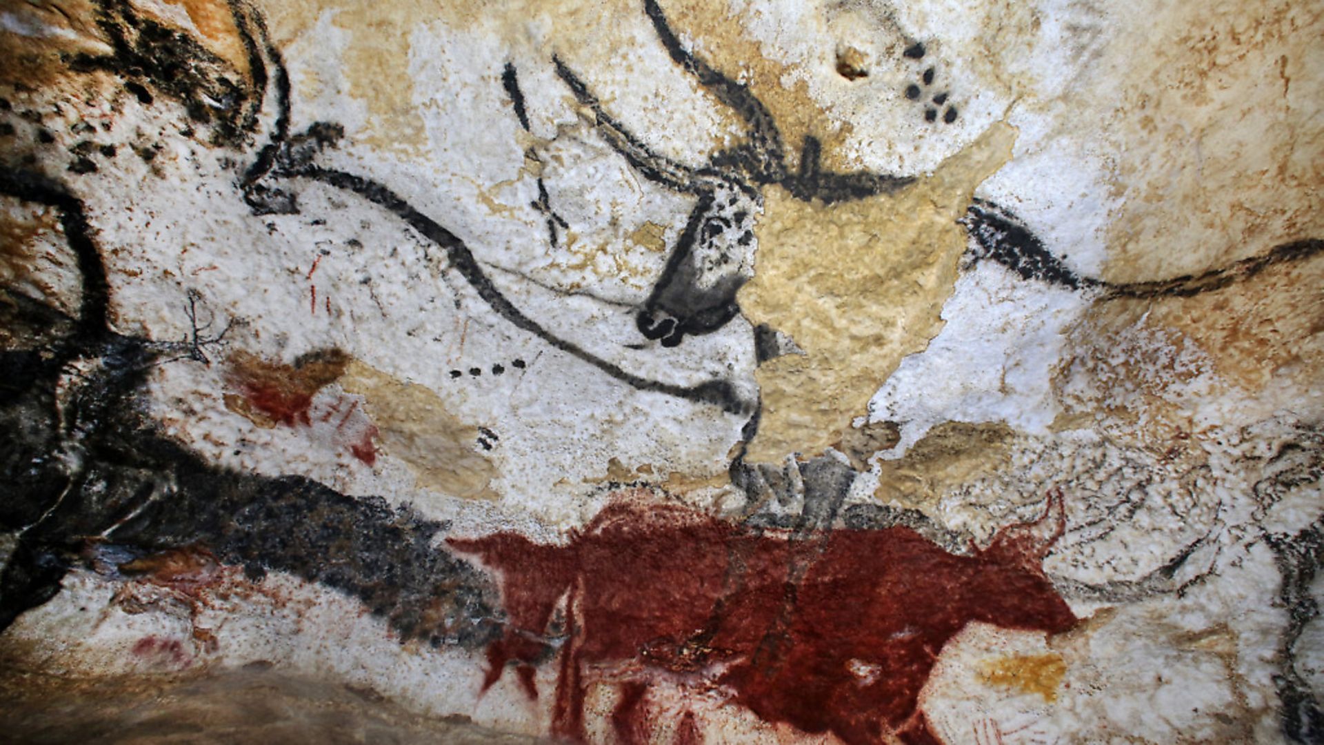 Prehistoric Roots: Reproduction of cave-paintings disovered at the International Center of Parietal Art at Montignac France (Photo by Patrick Aventurier/Getty Images) - Credit: Getty Images