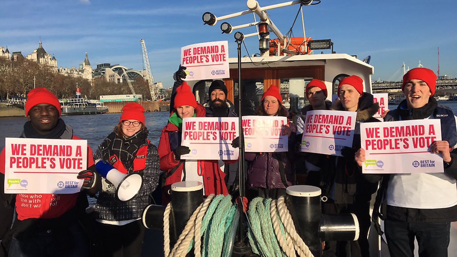 People's Vote campaigners on a people's boat. Photograph: Our Future Our Choice. - Credit: Archant