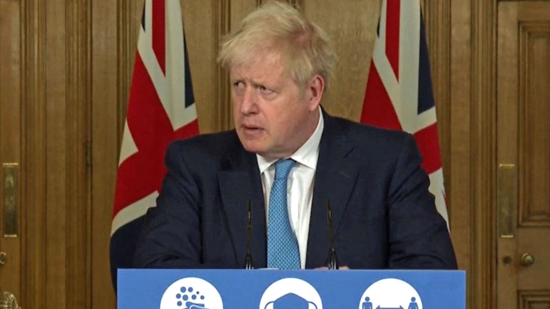 Prime Minister Boris Johnson during a media briefing in Downing Street - Credit: PA