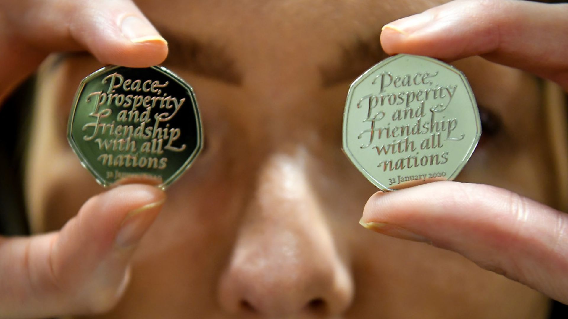 The new 50p Brexit coin bears the inscription 'Peace, prosperity and friendship with all nations' and the date the UK leaves the EU. Picture: PA - Credit: PA