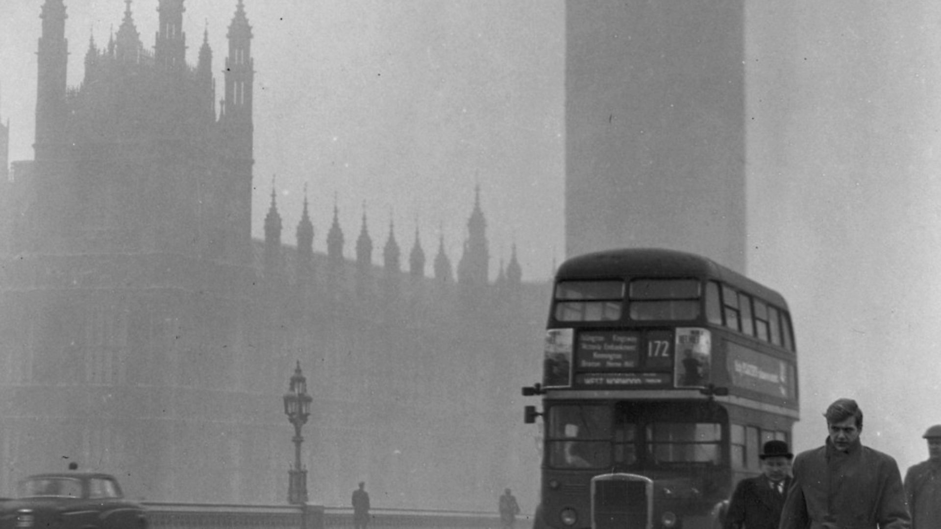 January 1970:  A view of the fog bound Houses of Parliament and 'Big Ben' from Westminster Bridge.  (Photo by Peter King/Fox Photos/Getty Images) - Credit: Getty Images