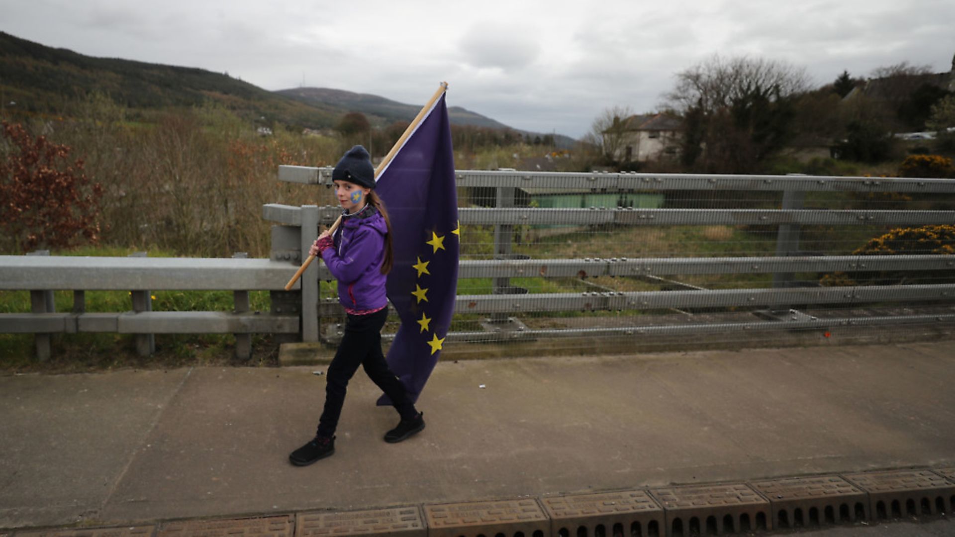Aoife McGenity attends a a Border Communities Against Brexit protest on Old Belfast Road in Carrickcarnon on the northern side of the Irish border. Picture: Niall Carson/PA Wire - Credit: PA