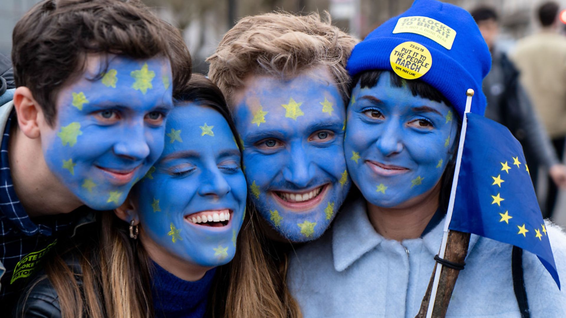 Pro-European protesters at a rally organised by the pro-European People's Vote campaign for a second EU referendum in Parliament Square. Picture: NIKLAS HALLE'N/AFP/Getty Images - Credit: AFP/Getty Images