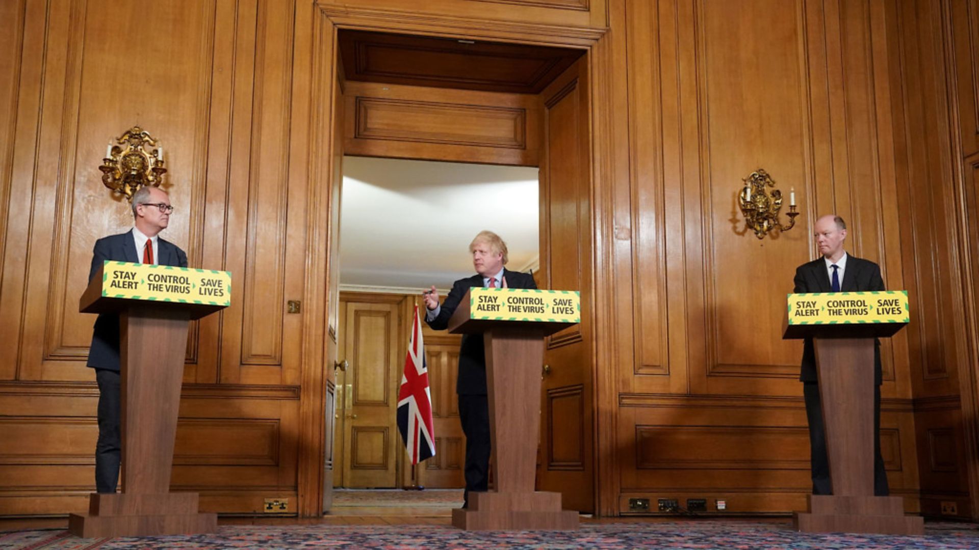 Chief Scientific Adviser Sir Patrick Vallance, Prime Minister Boris Johnson and Chief Medical Officer Professor Chris Whitty - Credit: PA