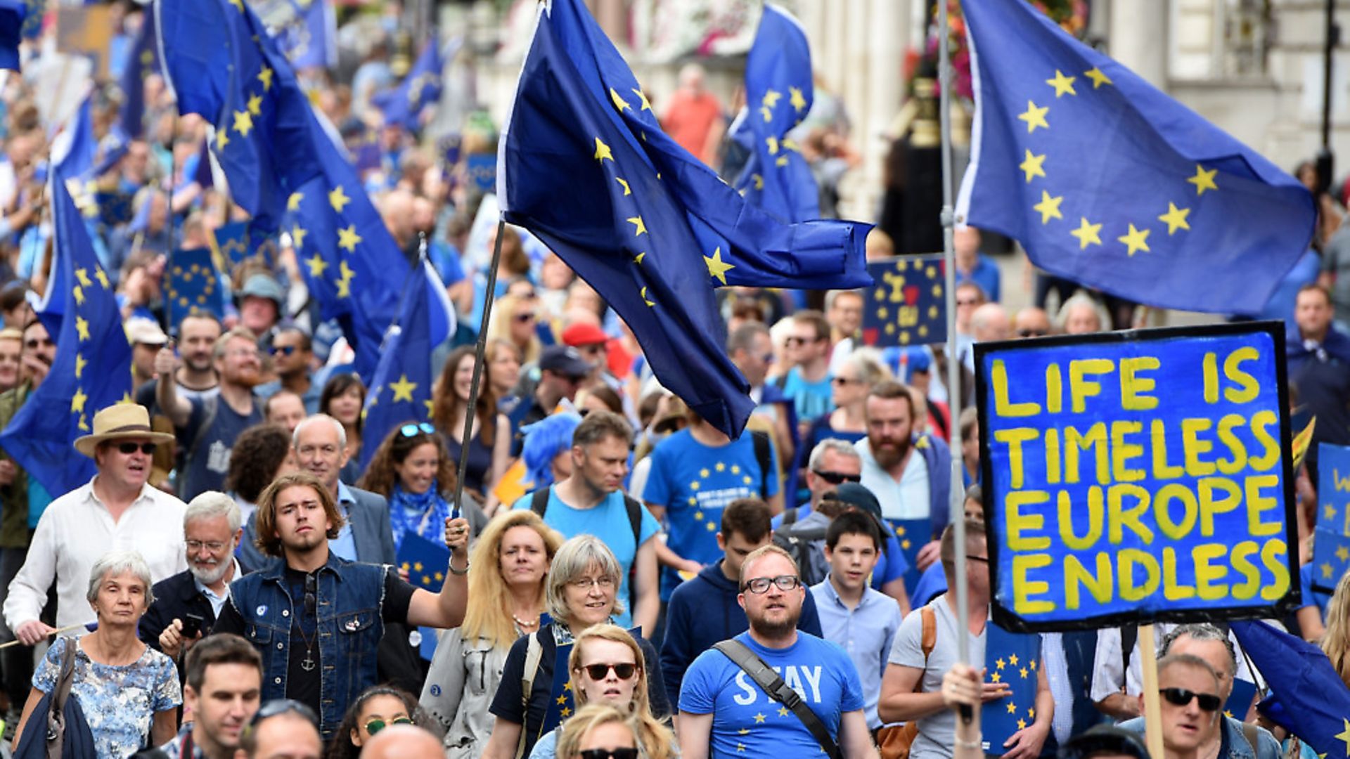 A demonstrations in London demanding a pause in the Brexit process and call for tight economic, cultural, and social ties with the rest of Europe. Picture: Kate Green/Anadolu Agency/Getty Images - Credit: Getty Images