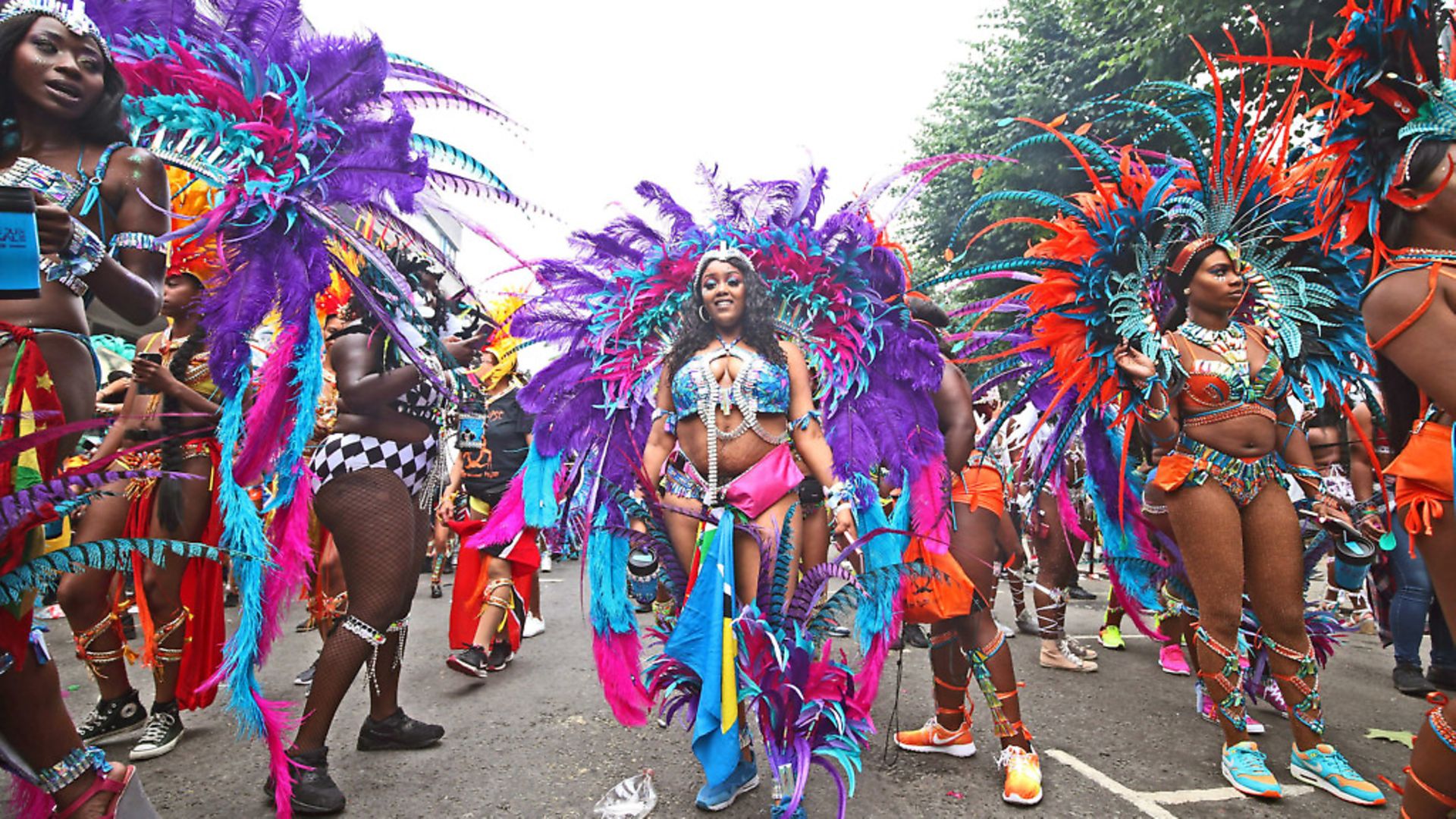 Dancers at the Notting Hill Carnival. Photograph: Yui Mok/PA. - Credit: PA Archive/PA Images