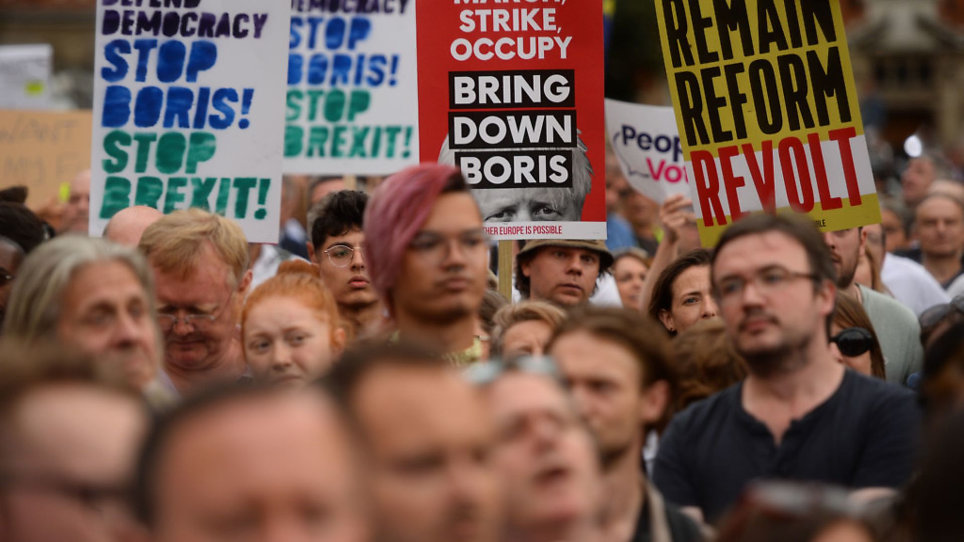 Protesters in Westminster fighting against Boris Johnson's plan to prorogue parliament to force through Brexit. Photograph: Kirsty O'Connor/PA Wire. - Credit: PA