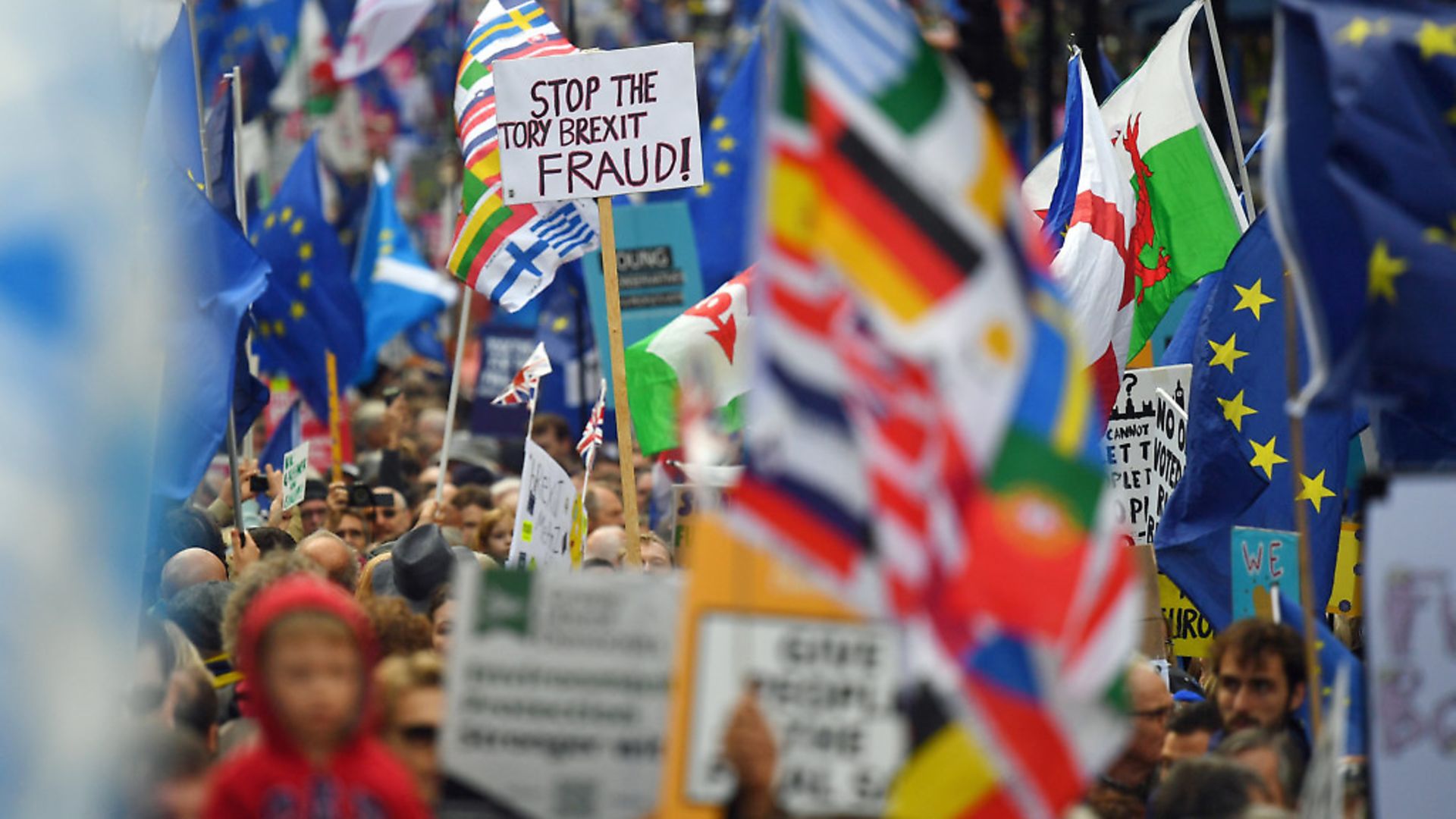 Anti-Brexit campaigners on the streets of London. Photograph: Victoria Jones/PA. - Credit: PA Wire/PA Images