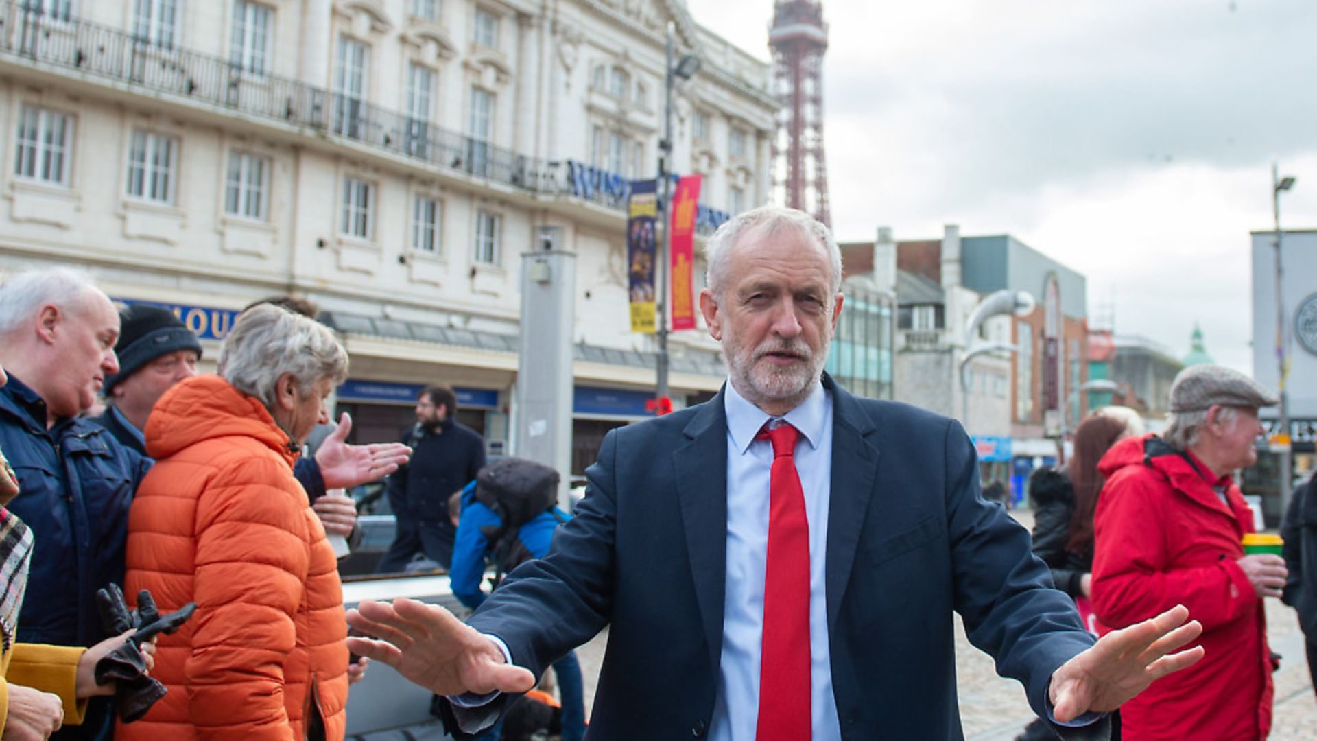 Labour Party leader Jeremy Corbyn poses on the seafront in Blackpool during General Election campaigning. Photograph: Joe Giddens/PA Wire. - Credit: PA