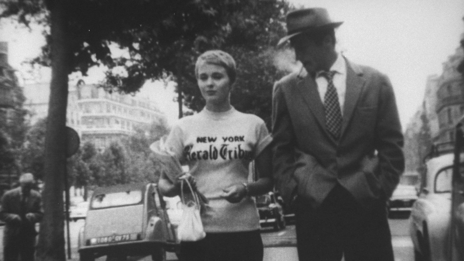 Jean Seberg (L) and Jean-Paul Belmondo in scene from Breathless. - Credit: The LIFE Picture Collection via