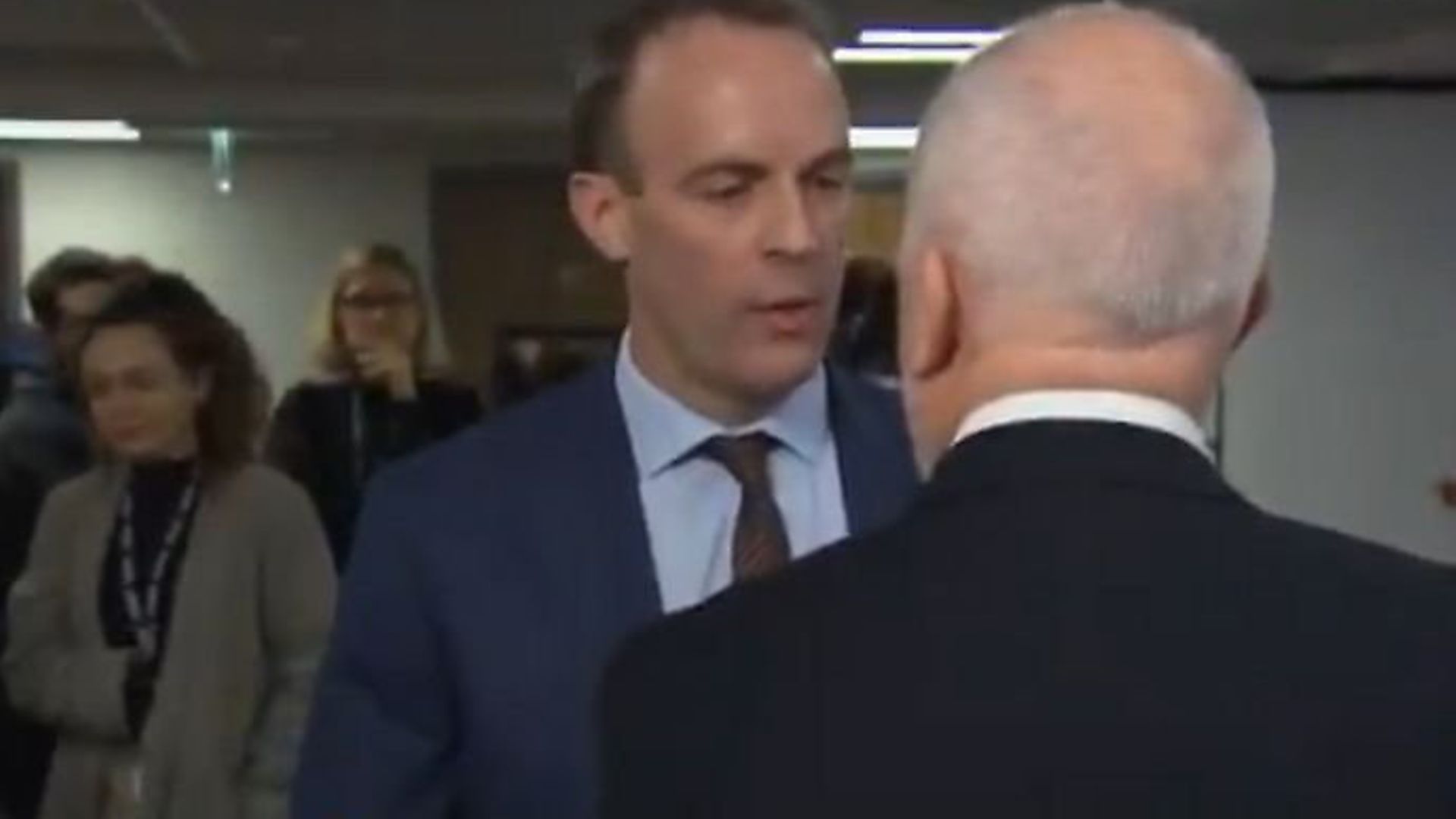 Dominic Raab is challenged by Andy McDonald on Sky News. Photograph: Sky. - Credit: Archant