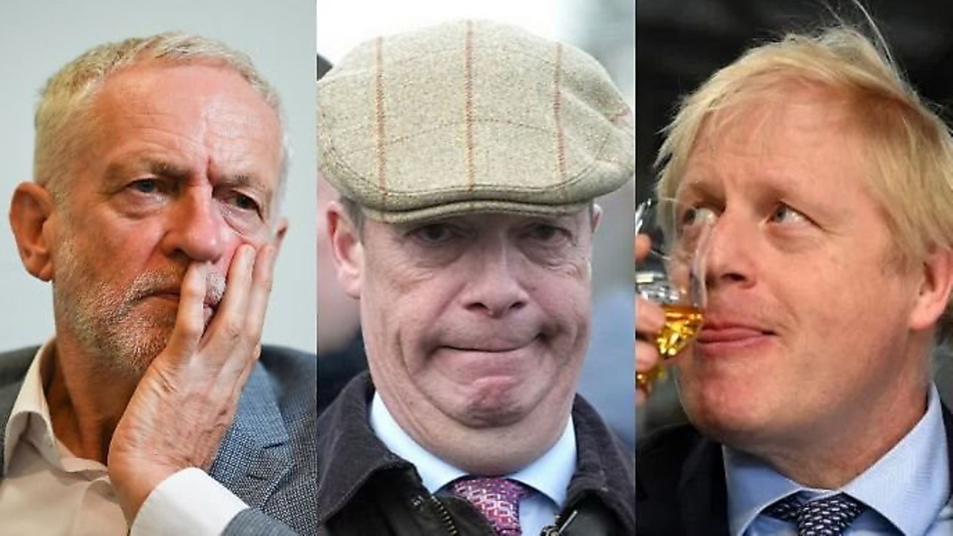 Jeremy Corbyn, Nigel Farage, and Boris Johnson. Photograph: PA/TNE. - Credit: Archant