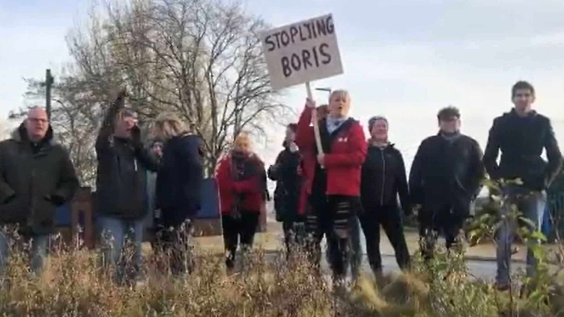 Boris Johnson was greeted by protesters outside a factory in Teesside. Picture: BBC - Credit: BBC