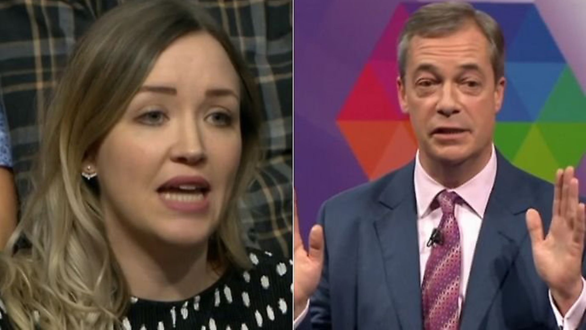 Nigel Farage's claims he is a man of the people is pulled apart by this young audience member on BBC Question Time. Photograph: BBC. - Credit: Archant