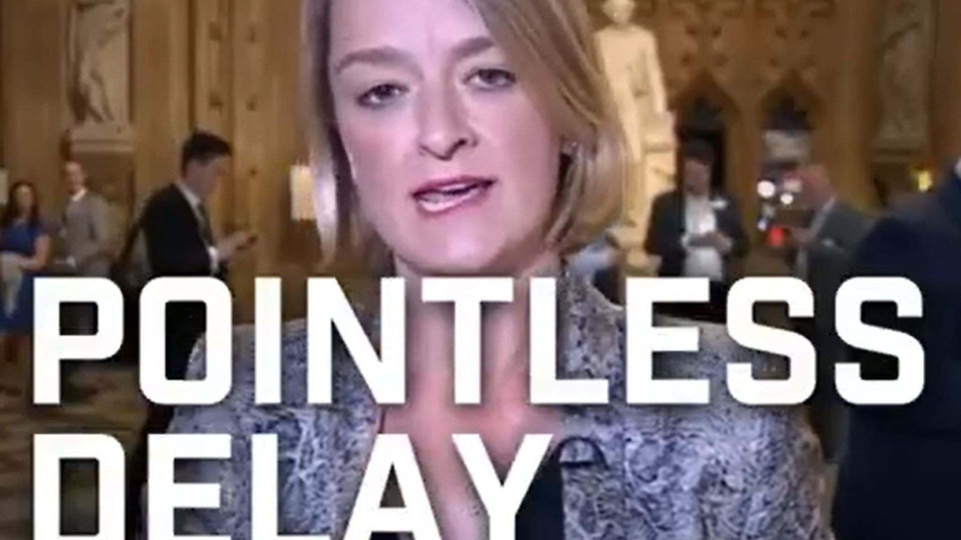 An edited clip of BBC political editor Laura Kuenssberg saying "pointless delay to Brexit" edited by the Tories for Facebook advertising. Photograph: PA/Conservatives. - Credit: PA