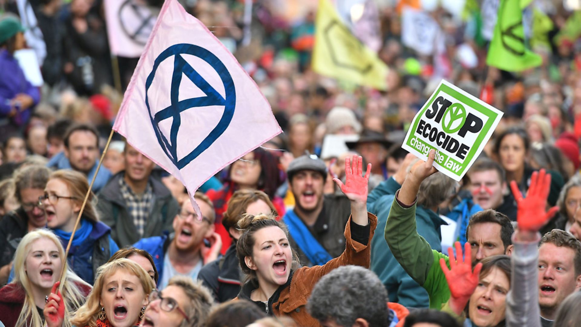 Extinction Rebellion protesters outside the Ministry of Justice in Westminster. Numerous Tory candidates have turned down offers to attend climate change-themed hustings. Picture: Dominic Lipinski/PA Wire/PA Images - Credit: PA Wire/PA Images