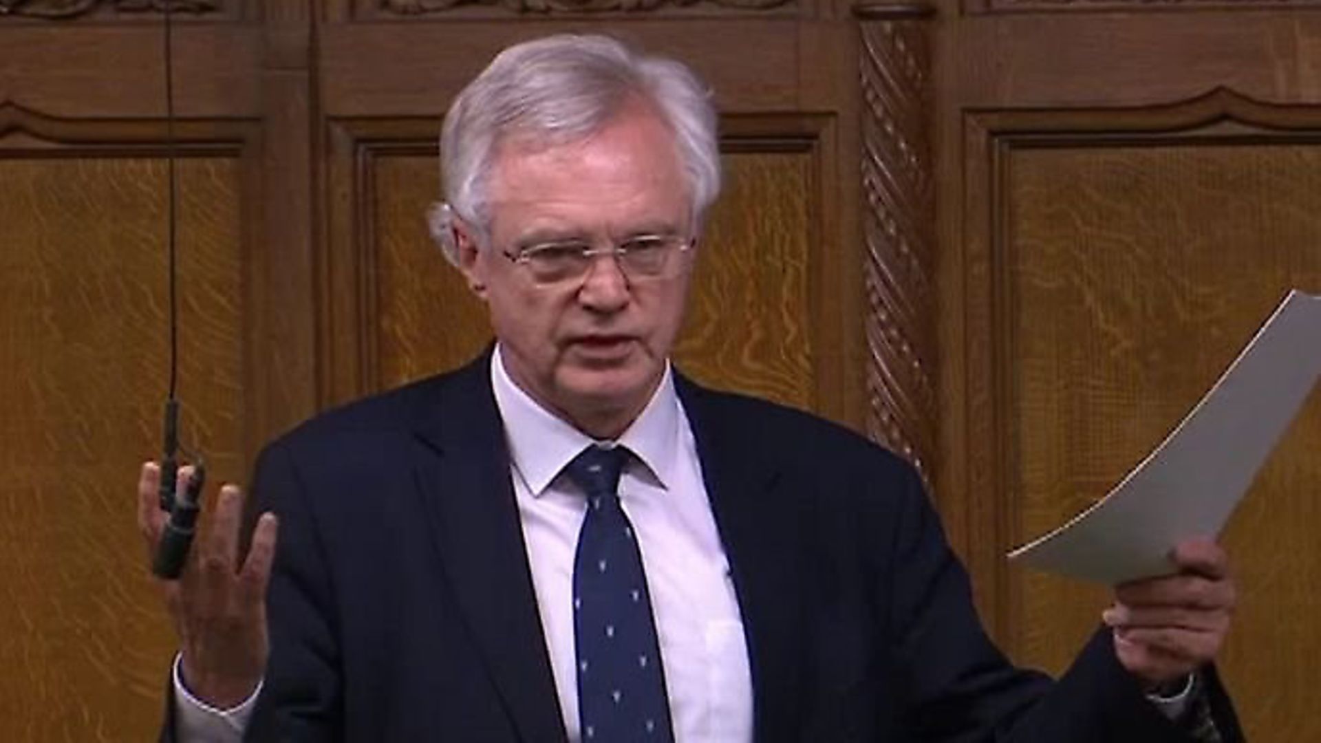 David Davis speaks in the House of Commons. Photograph: Parliament TV. - Credit: Archant