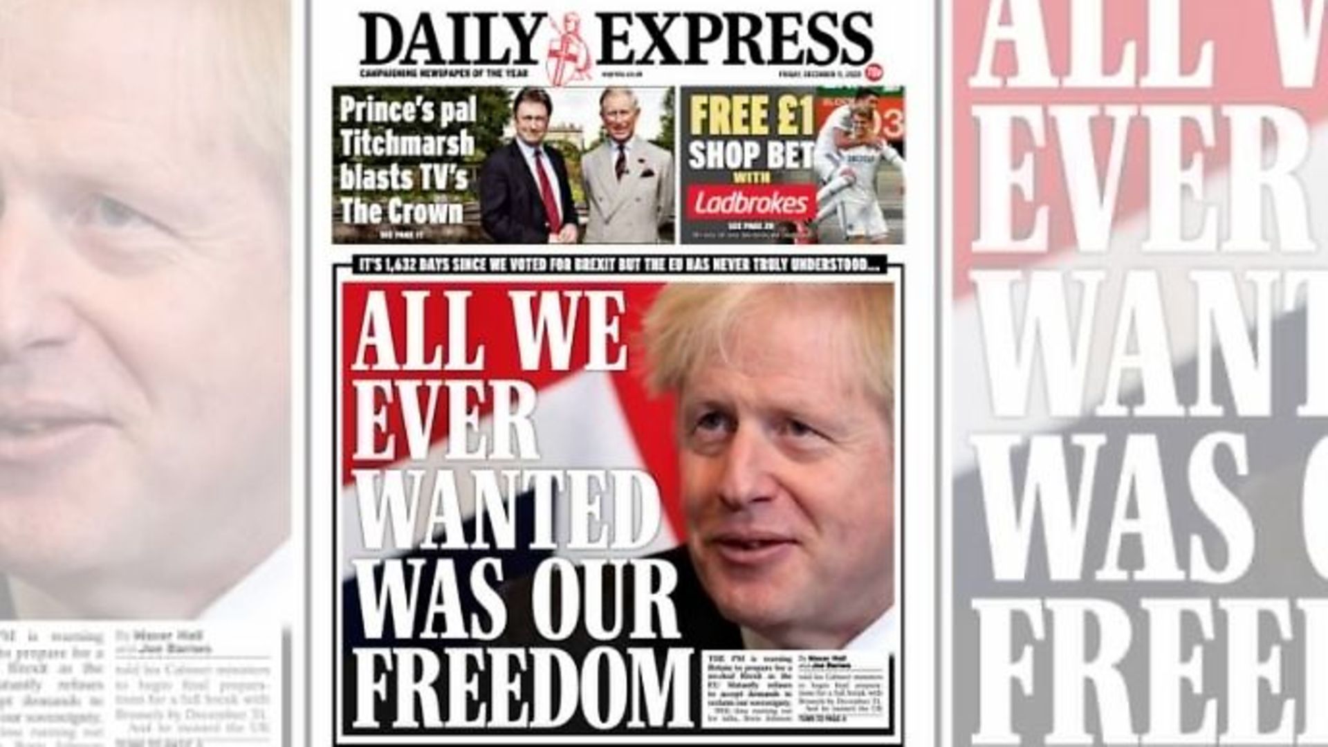 The Daily Express' front cover - Credit: Twitter