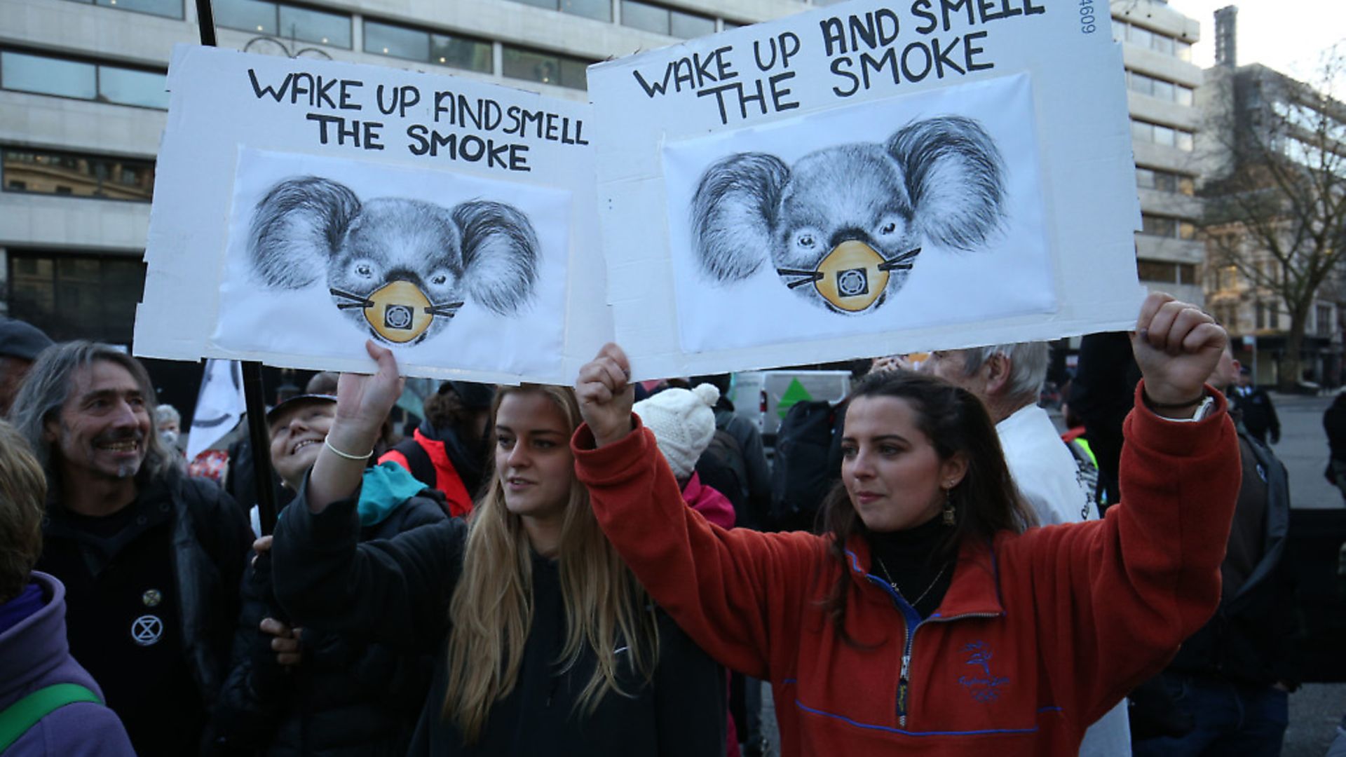 Climate change protesters block the traffic outside the Australian Embassy in London. Photograph: Jonathan Brady/PA Wire. - Credit: PA