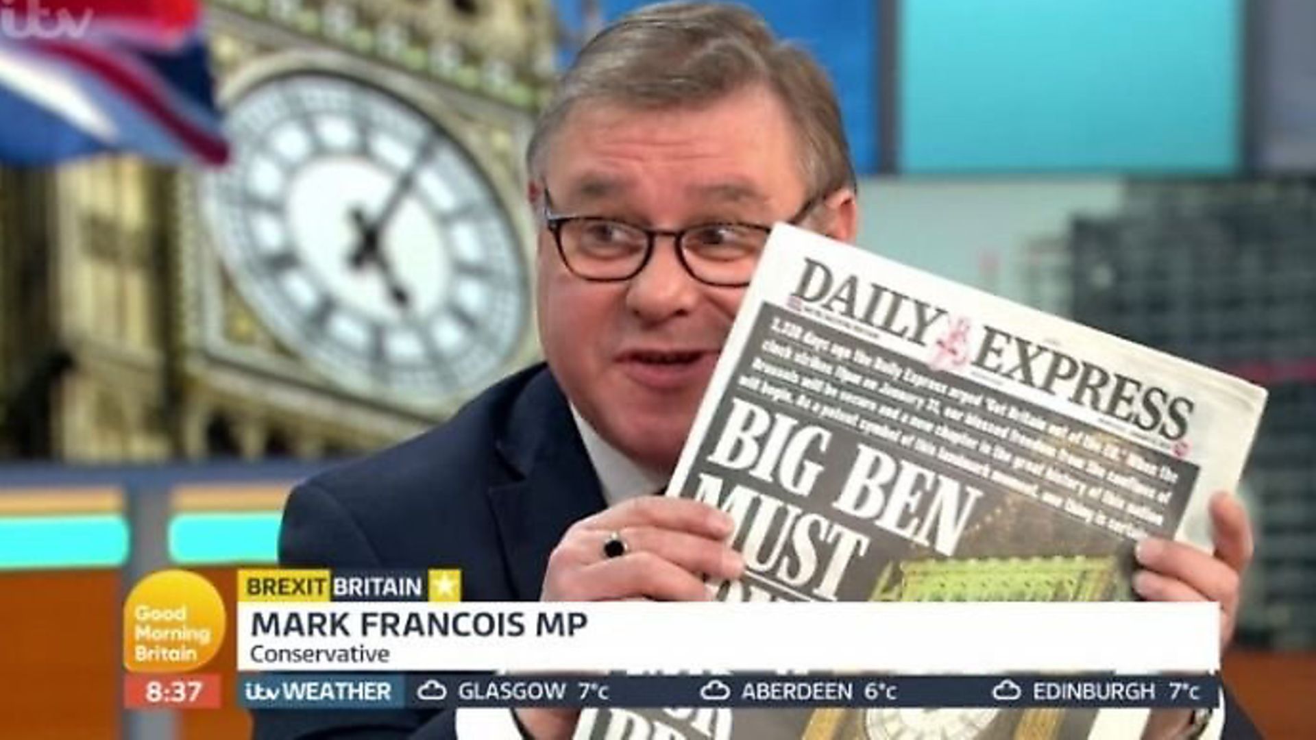 Mark Francois appears on Good Morning Britain. Photograph: ITV. - Credit: Archant