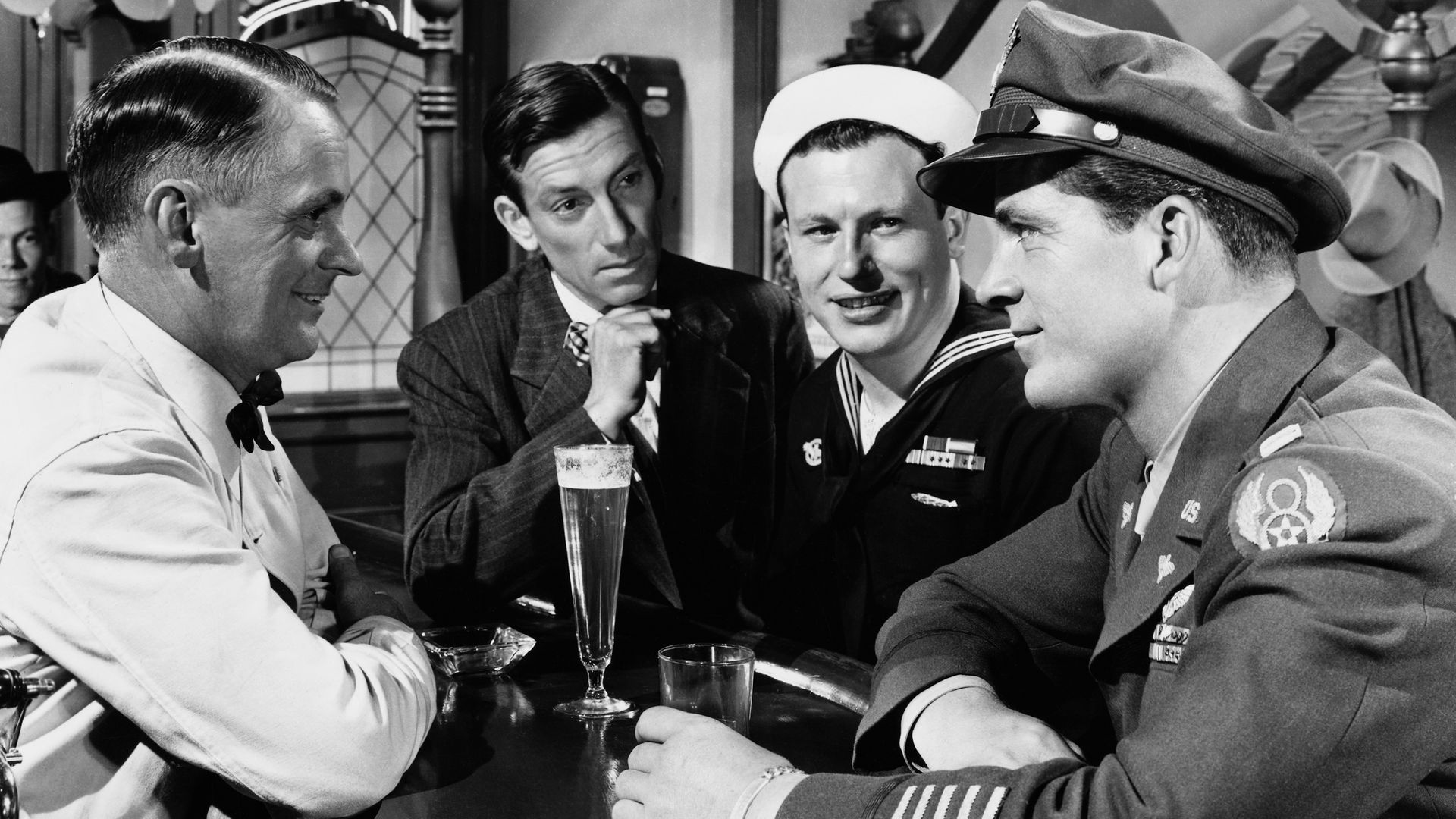 Hoagy Carmichael as Uncle Butch, Harold Russell as Homer Parrish, and Dana Andrews as Fred Derry in the 1946 film The Best Years of Our Lives - Credit: Corbis via Getty Images