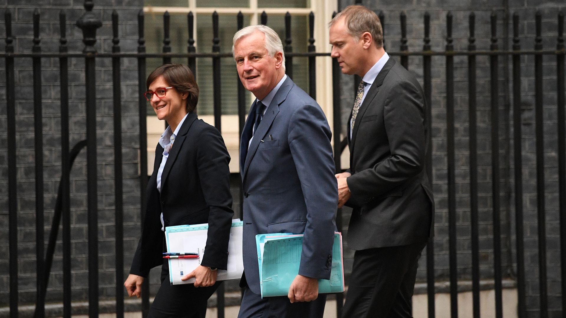 EU Chief Brexit Negotiator, Michel Barnier (centre) in Downing Street ahead of a meeting with Prime Minister Boris Johnson. - Credit: PA