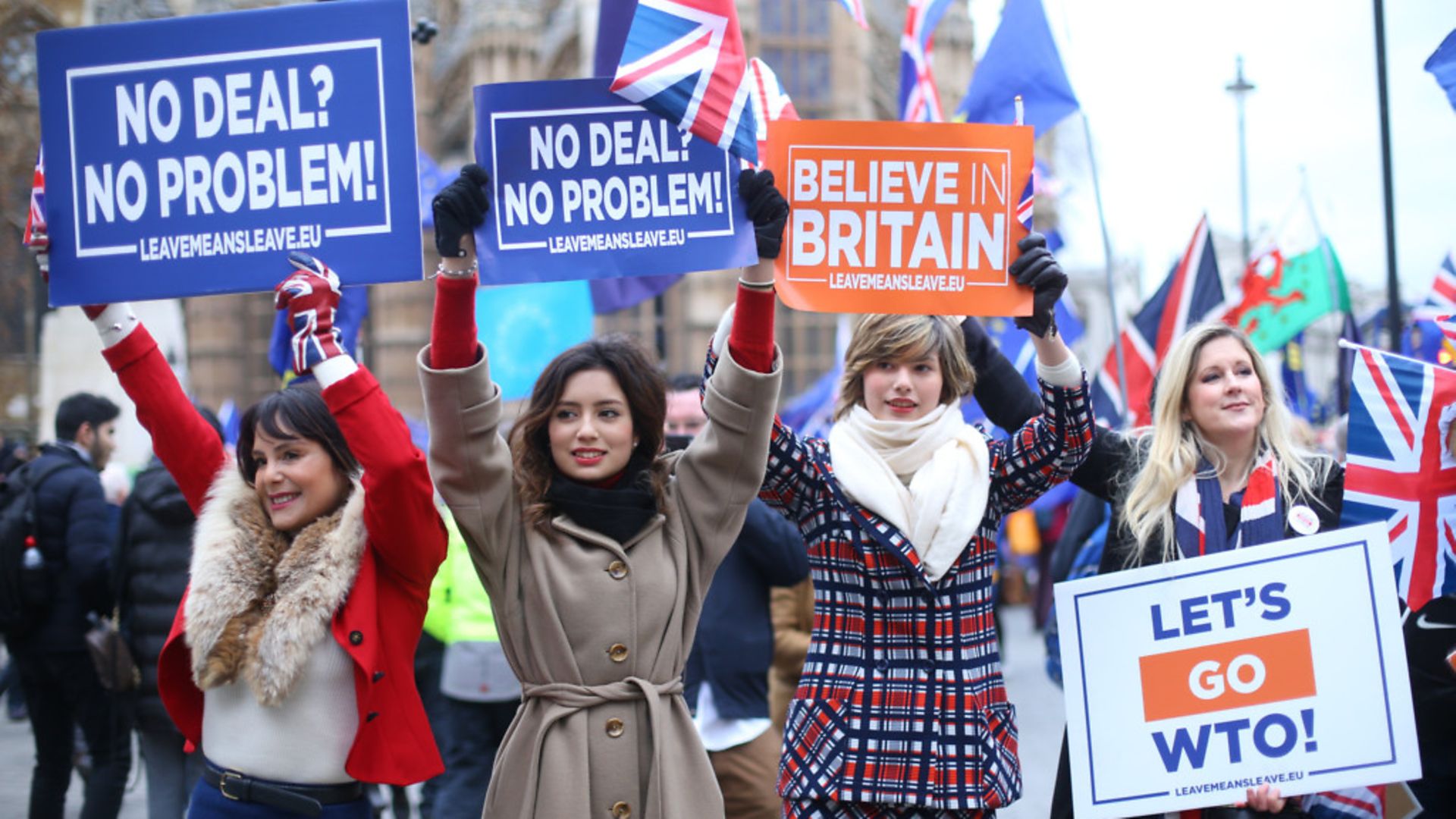 Pro-Brexit supporters advocate a no-deal Brexit outside the Houses of Parliament - Credit: PA Wire/PA Images