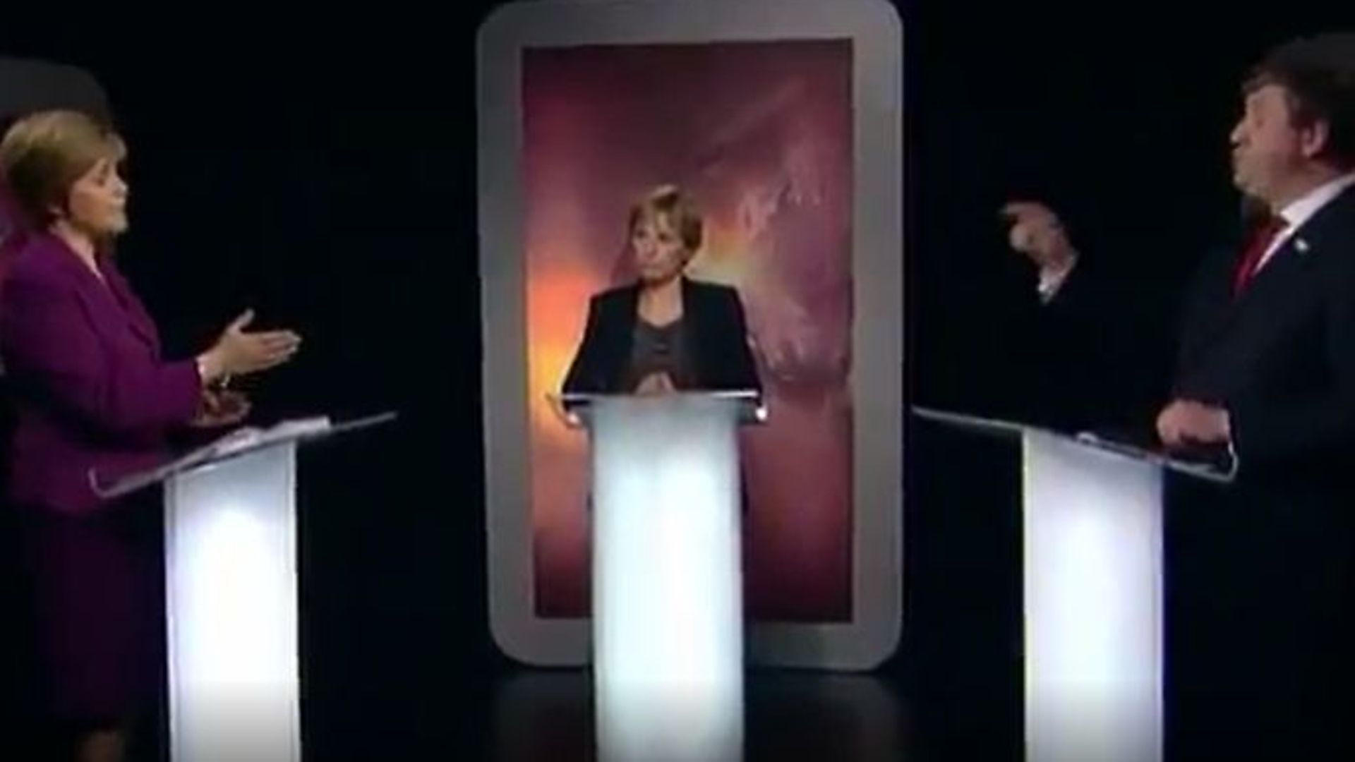 Nicola Sturgeon and Alistair Carmichael during a 2014 debate on Scottish independence - Credit: Twitter