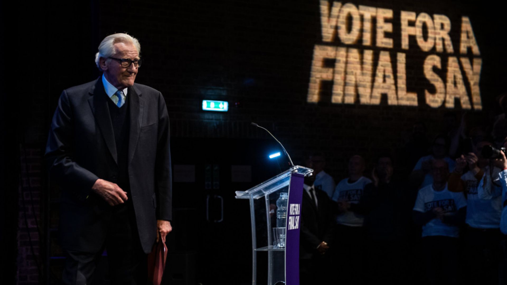 Lord Michael Heseltine speaks at a 'Vote for a Final Say' rally about Brexit - Credit: Getty Images