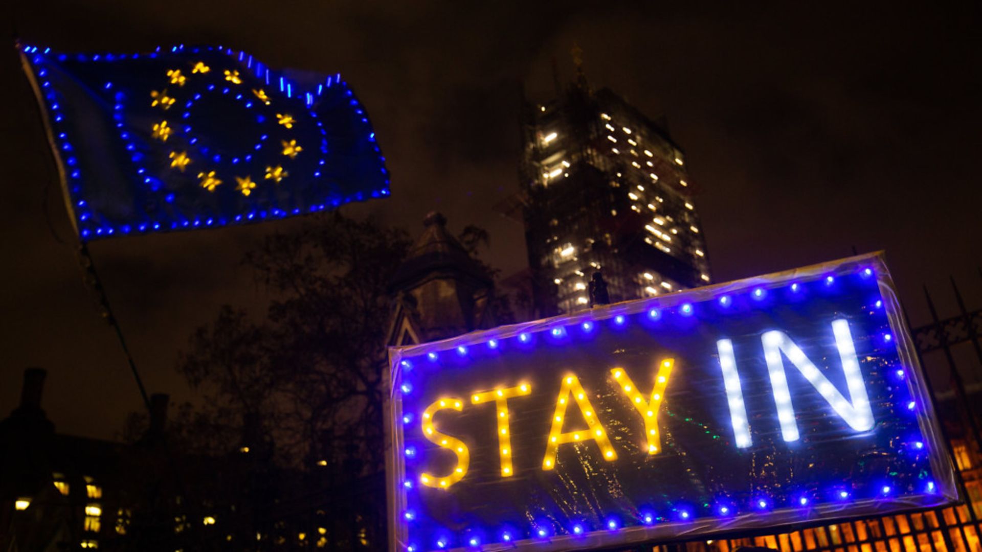 Anti-Brexit signs outside the Houses of Parliament - Credit: PA Wire/PA Images